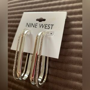 Nine West Silver Tone Dangle Earrings NWT